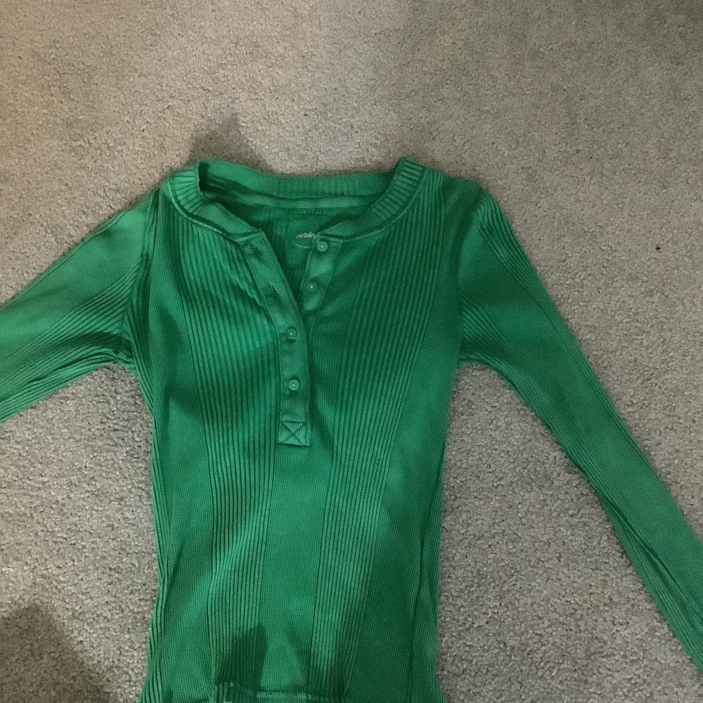 Green Ribbed Aerie Top